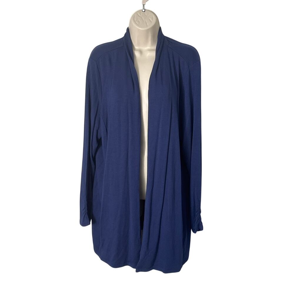 NWT Talbots Plus Jersey Knit Open Front Tunic Cardigan Blue Size‎ 1X
